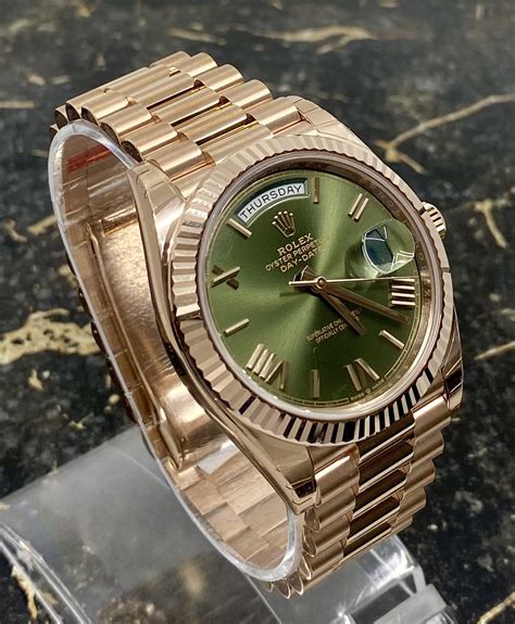 rose gold green face rolex|rolex day date 228235.